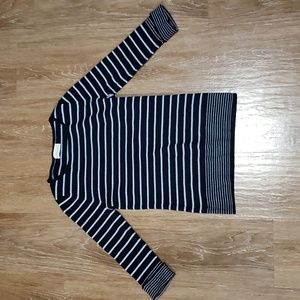 (S) D'Allaird Striped Ribbed Knit Top Comfortable Cozy Soft Casual Cottagecore